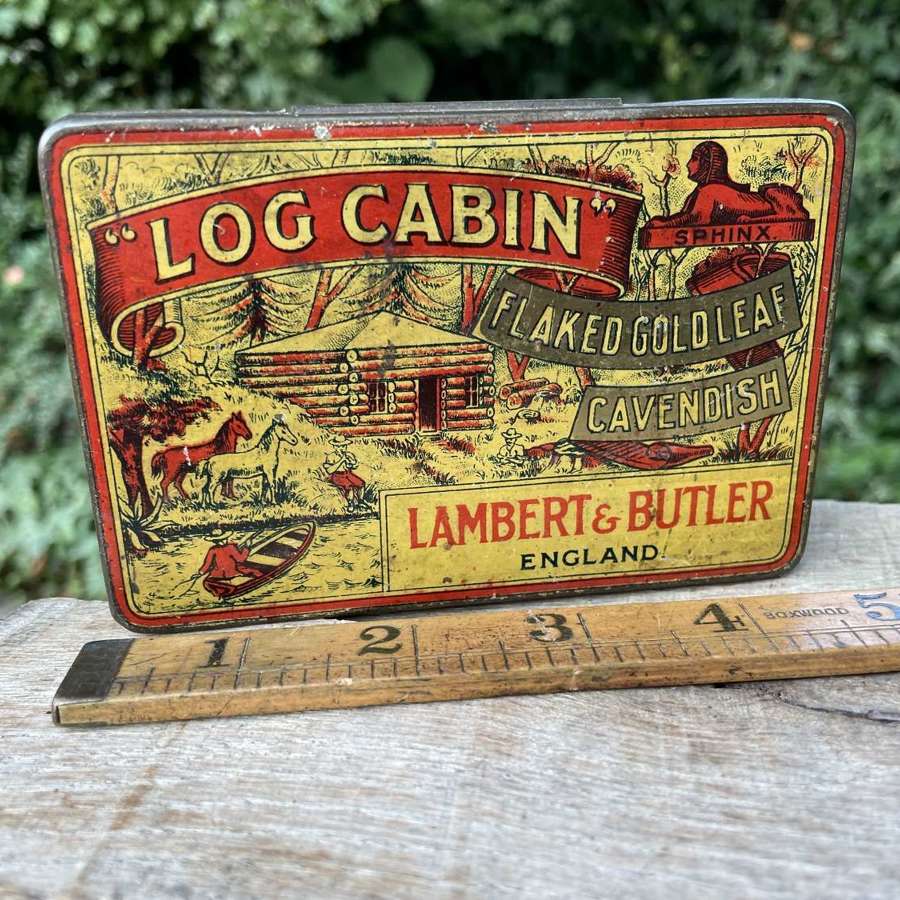 Lambert & Butlers Log Cabin Tobacco Tin c1900s