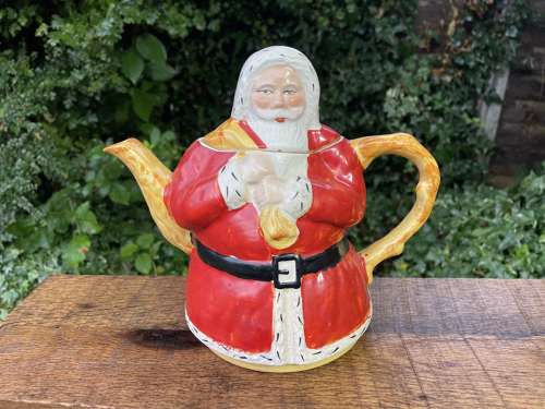 Santa Claus Figural Ceramic Christmas Tea Pot c1900s