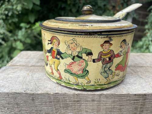 Scarce Olibet Biscuits Sauce Pan Children's Biscuit Tin c1929s
