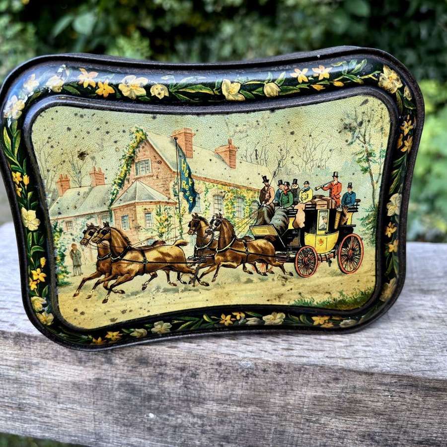 Huntley & Palmers Christmas Coach Biscuit Tin c1890s