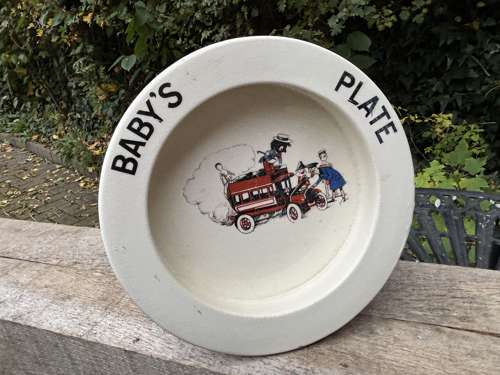 Golly & Peg in An Omnibus Baby's Plate Ceramic Dish c1920s