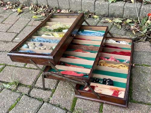 Clark's 3 Tier Fold out Shop Sewing Cabinet display - Original c1920s