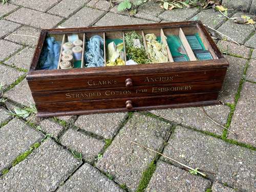 Clark's 3 Tier Fold out Shop Sewing Cabinet display - Original c1920s