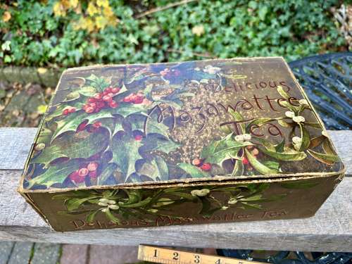 Victorian Holly Mazawattee Tea Christmas Advertising Shop Box c1900s