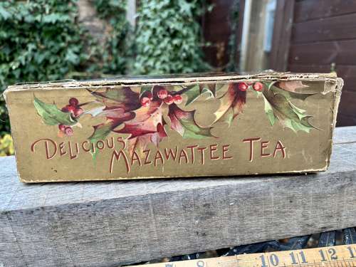 Victorian Holly Mazawattee Tea Christmas Advertising Shop Box c1900s