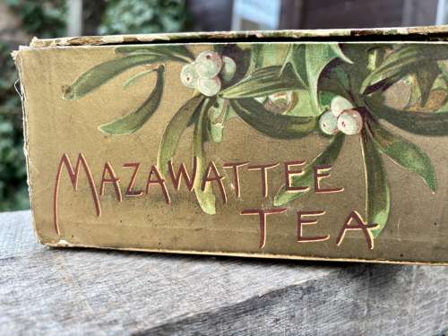 Victorian Holly Mazawattee Tea Christmas Advertising Shop Box c1900s