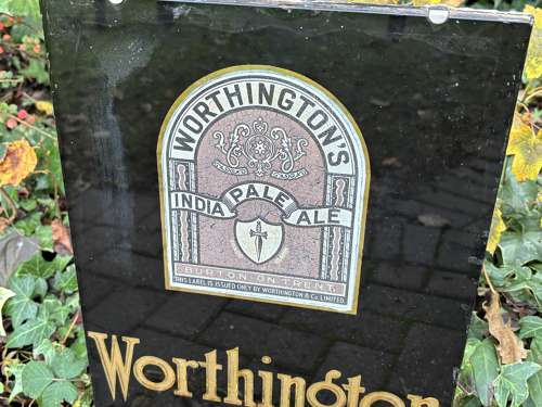 Vintage Worthington's Pale Ale Beer Pub Glass & Slate Sign