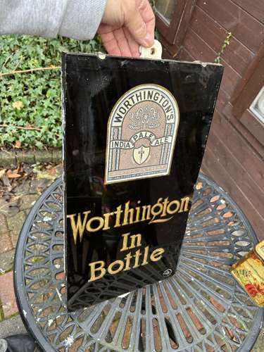 Vintage Worthington's Pale Ale Beer Pub Glass & Slate Sign