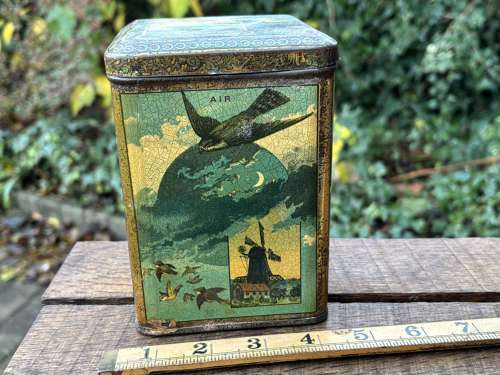 Superb Carr's Elements Bird Image Biscuit Tin c1890s