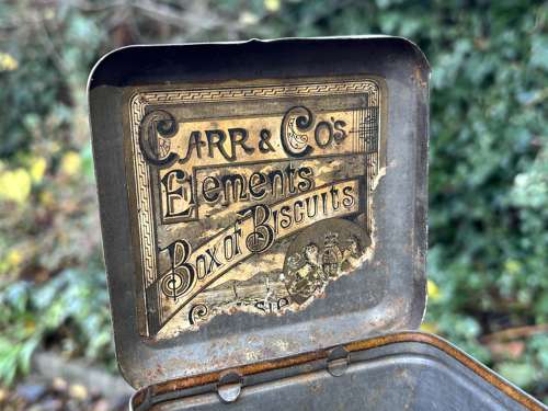 Superb Carr's Elements Bird Image Biscuit Tin c1890s