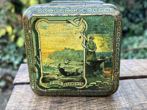 Superb Carr's Elements Bird Image Biscuit Tin c1890s
