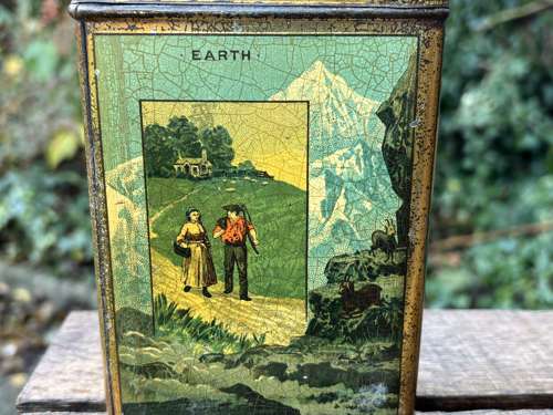 Superb Carr's Elements Bird Image Biscuit Tin c1890s