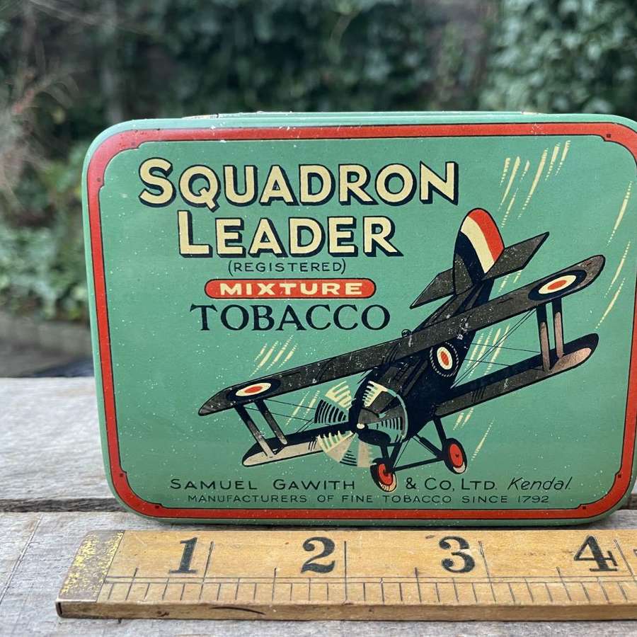 Squadron Leader Biplane Airplane Samuel Gawith Tobacco Tin c1920s