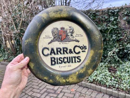 Victorian Carr & Co Biscuit Tin Advertising Sign c1900s