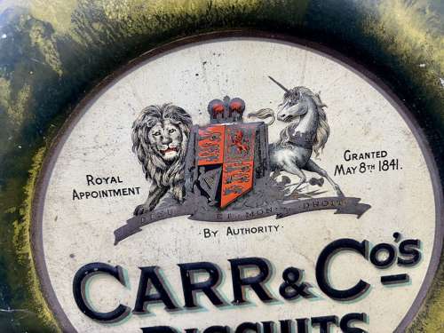 Victorian Carr & Co Biscuit Tin Advertising Sign c1900s
