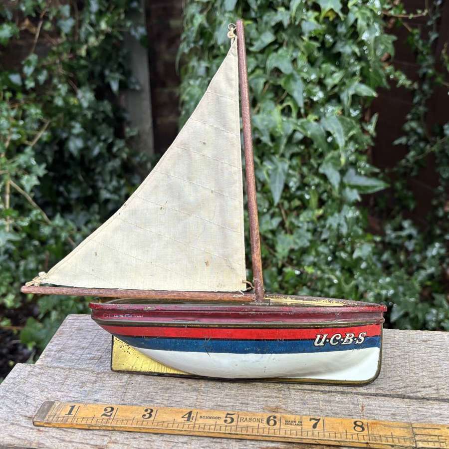 United Co-operative Baking Society Yacht Boat biscuit Tin c1920s