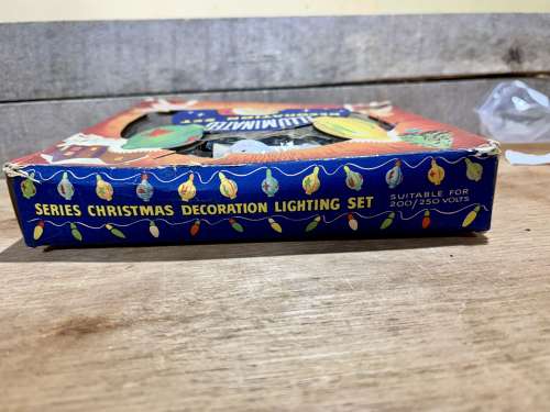 Early Santa Claus Glass Christmas Tree Lights in Box c1930s