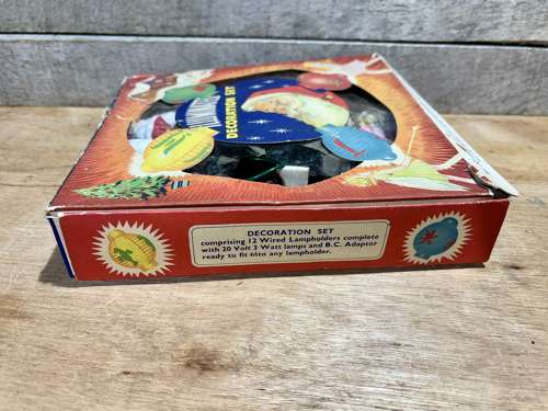 Early Santa Claus Glass Christmas Tree Lights in Box c1930s