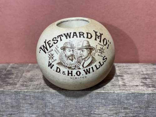 Wills Westwood Ho Tobacco Stoneware Match Holder Striker c1900s