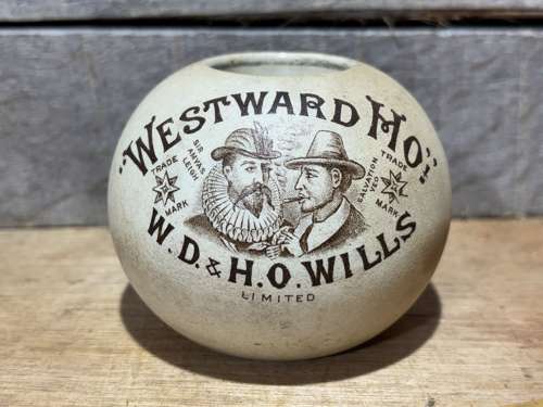 Wills Westwood Ho Tobacco Stoneware Match Holder Striker c1900s