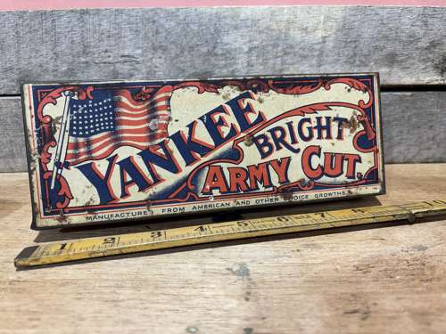Yankee Bright Army Cut USA Patriotic Tobacco Tin c1920s