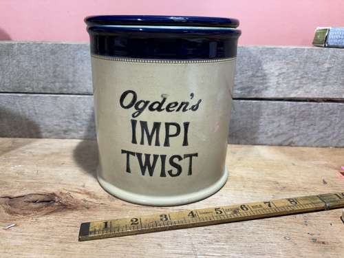 Ogden’s Impi Twist Tobacco Ceramic Stoneware counter top Jar c1930s
