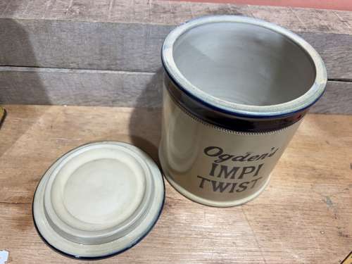 Ogden’s Impi Twist Tobacco Ceramic Stoneware counter top Jar c1930s