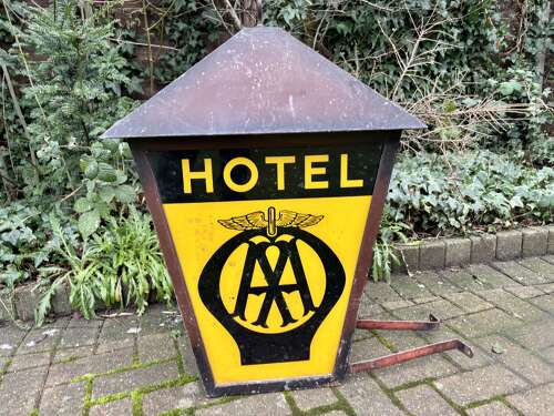 AA Car Motoring Hotel Advertising Glass Light Box Sign c1930s