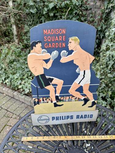 Philip's Radio Boxer Boxing Madison Square Garden Card Sign c1930