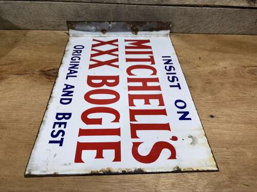 Mitchell's XXX Bogie Tobacco Shop Double Sided EnamelSign c1900s