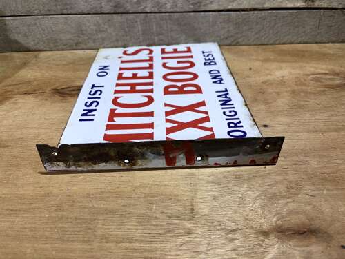 Mitchell's XXX Bogie Tobacco Shop Double Sided EnamelSign c1900s