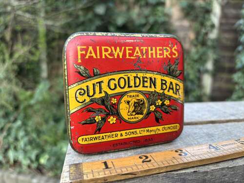 Fairweather’s Cut Golden Bar 4oz Tobacco Tin c1900s
