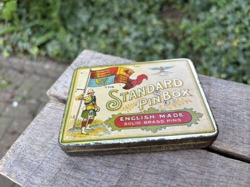 Superb Soldier Image Standard Pin Box Tin c1900s