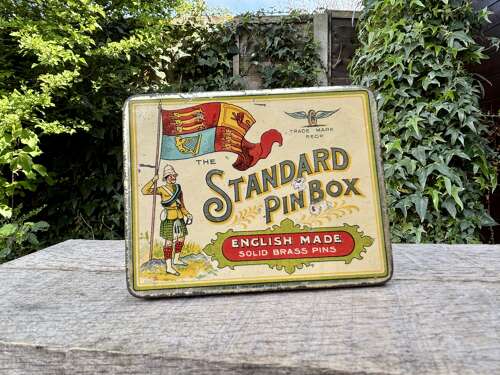 Superb Soldier Image Standard Pin Box Tin c1900s