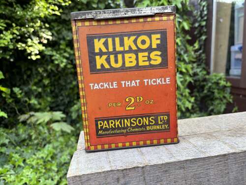 Parkinson's Burnley Kilkoff Cubes Chemist Cough Sweets Tin c1930s