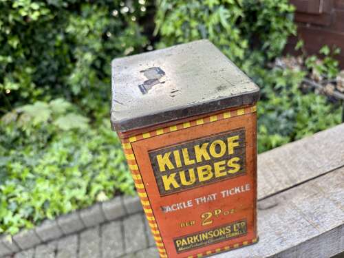 Parkinson's Burnley Kilkoff Cubes Chemist Cough Sweets Tin c1930s