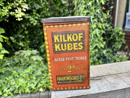 Parkinson's Burnley Kilkoff Cubes Chemist Cough Sweets Tin c1930s