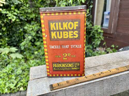 Parkinson's Burnley Kilkoff Cubes Chemist Cough Sweets Tin c1930s