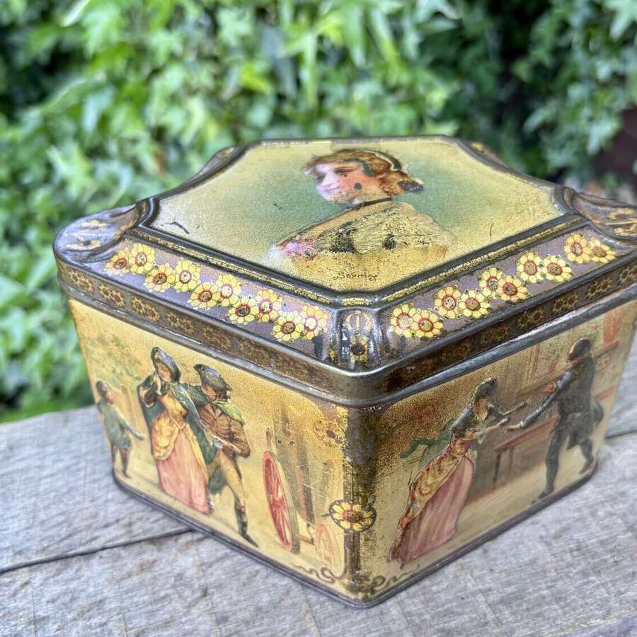 Scarce Macfarlane Lang Sophia Lady Image Embossed Biscuit Tin C1890s