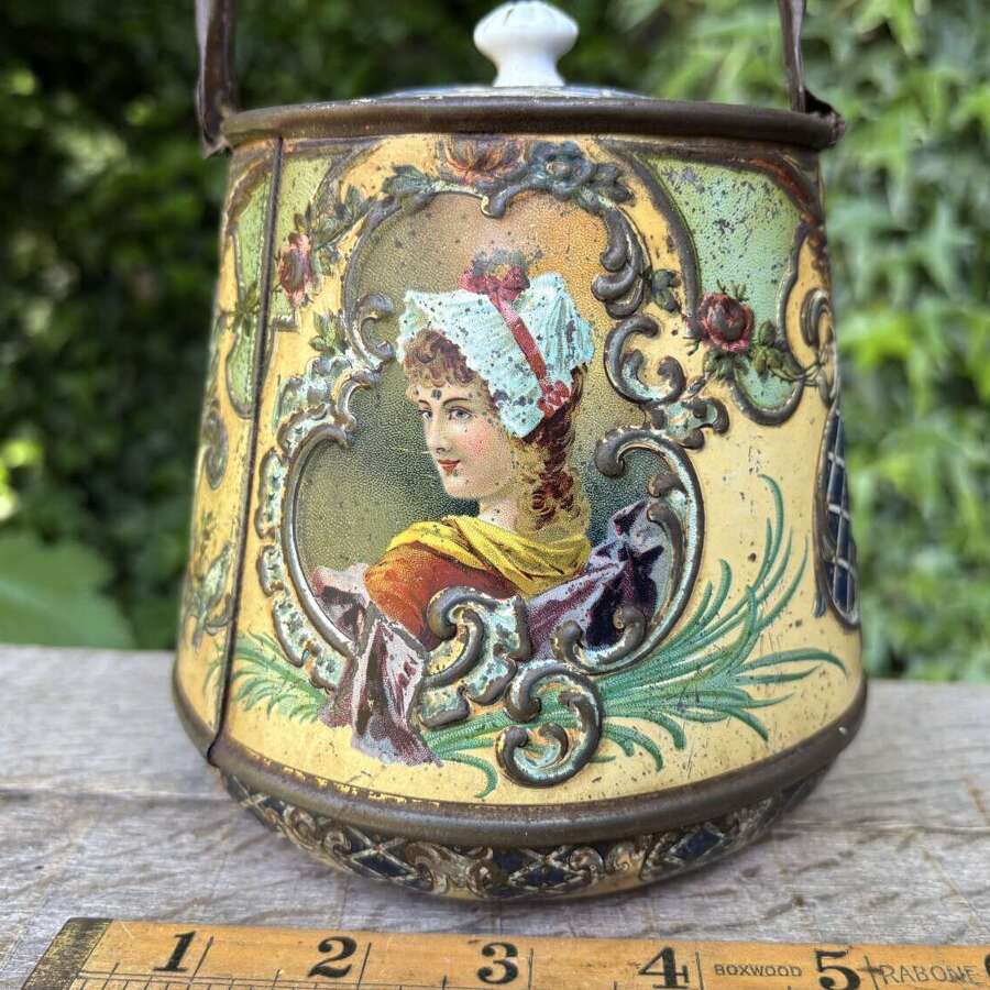 Scarce Jacob&rsquo;s Lady image Biscuit Tin C1890s