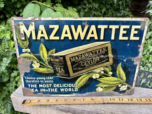 Mazawattee Tea Advertising Tin Sign c1900s
