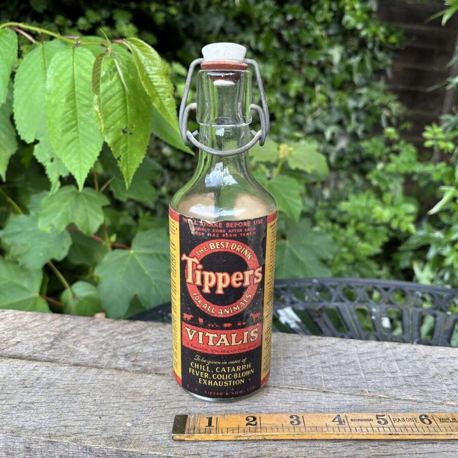 Tipper's Horse & Cow Farm Veterinary Medical Bottle c1930s