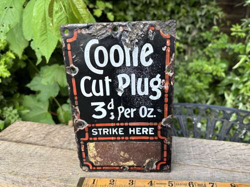 Ogden's Coolie Cut Tobacco Advertising Door Finger Plate Striker Enamel Sign c1920s