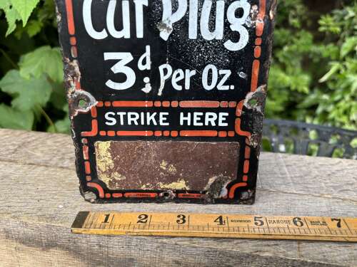 Ogden's Coolie Cut Tobacco Advertising Door Finger Plate Striker Enamel Sign c1920s