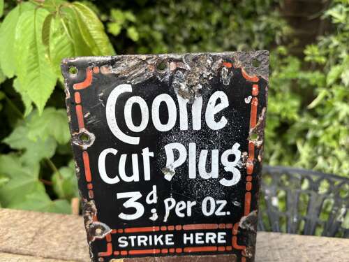 Ogden's Coolie Cut Tobacco Advertising Door Finger Plate Striker Enamel Sign c1920s