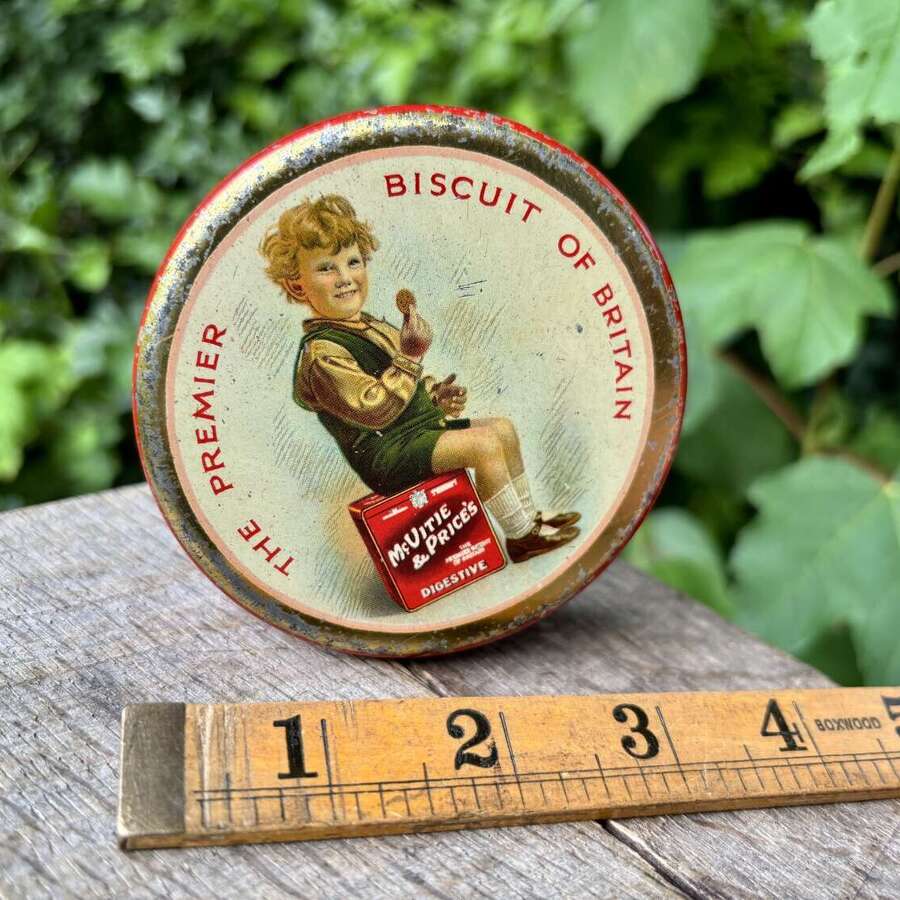 Mcvitie Price Child sitting on a box Sample Tin c1930s