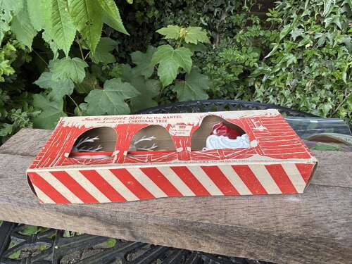 Santa in His Sleigh Christmas Tree Decoration in His Box c1950s