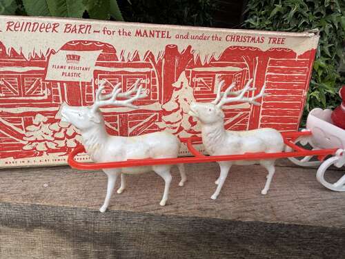 Santa in His Sleigh Christmas Tree Decoration in His Box c1950s