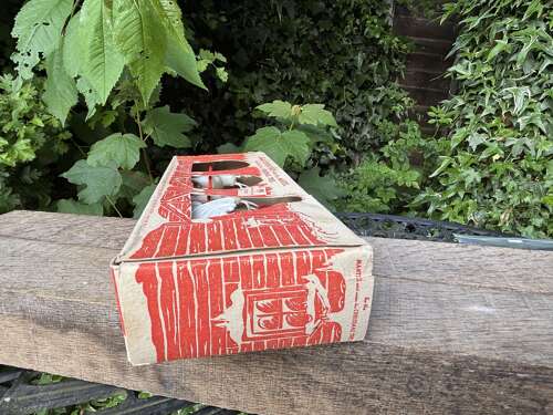 Santa in His Sleigh Christmas Tree Decoration in His Box c1950s