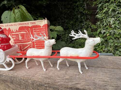 Santa in His Sleigh Christmas Tree Decoration in His Box c1950s